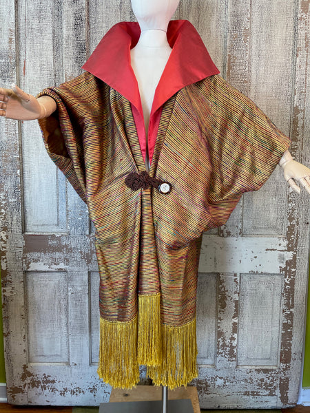 Gold Silk 1920's-Style Cocoon Coat